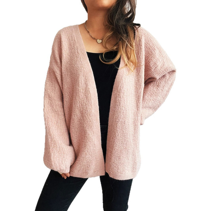 Damen lässige Strickjacke mit weitem Schnitt und voluminösen Ärmeln Drune