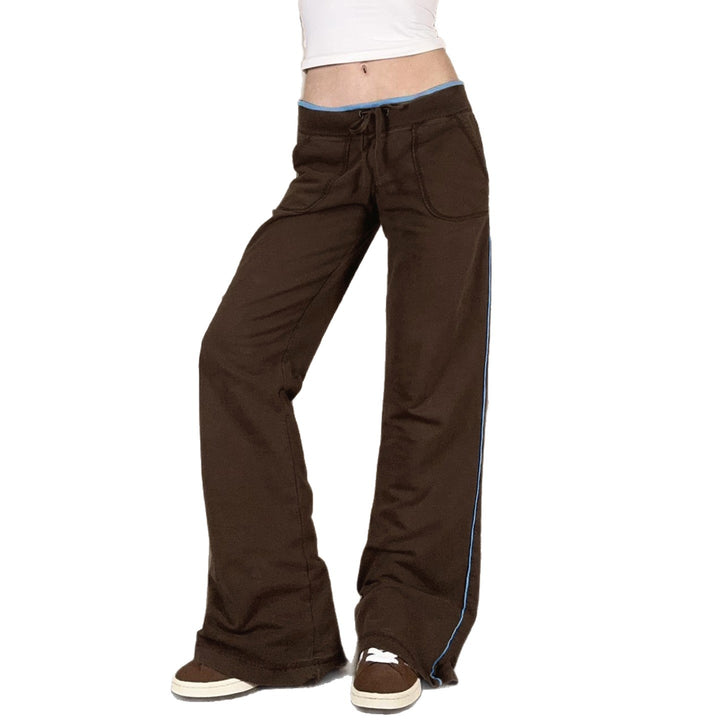 Damen komfortable Freizeithose mit breitem Bein und elastischem Bund Drune