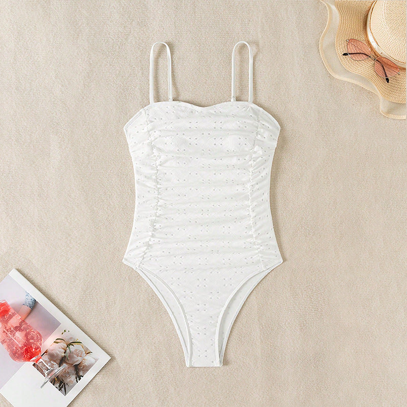 Damen eleganter Einteiler Badeanzug mit Raffungen Drune