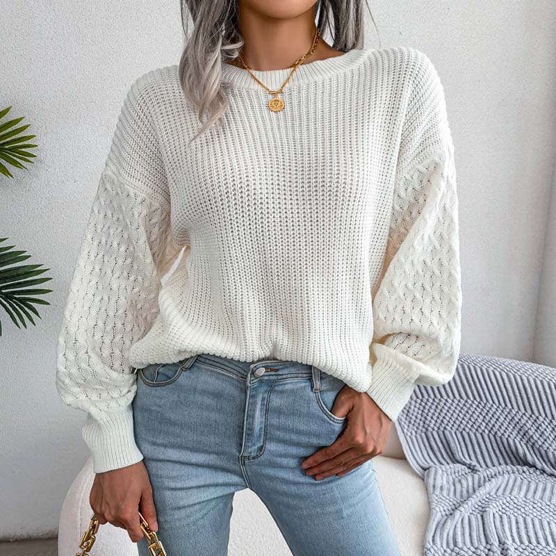 Drune | Schlichter Pullover Aus Einfarbigem Strickdesign