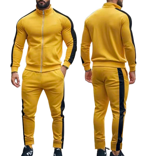 Herren sportlicher Trainingsanzug mit stylischem Reißverschluss und Kontraststreifen Drune