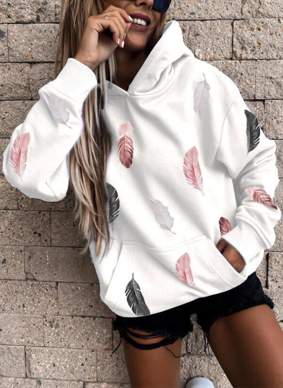 Damen Kapuzenpullover mit elegantem Federdesign Drune