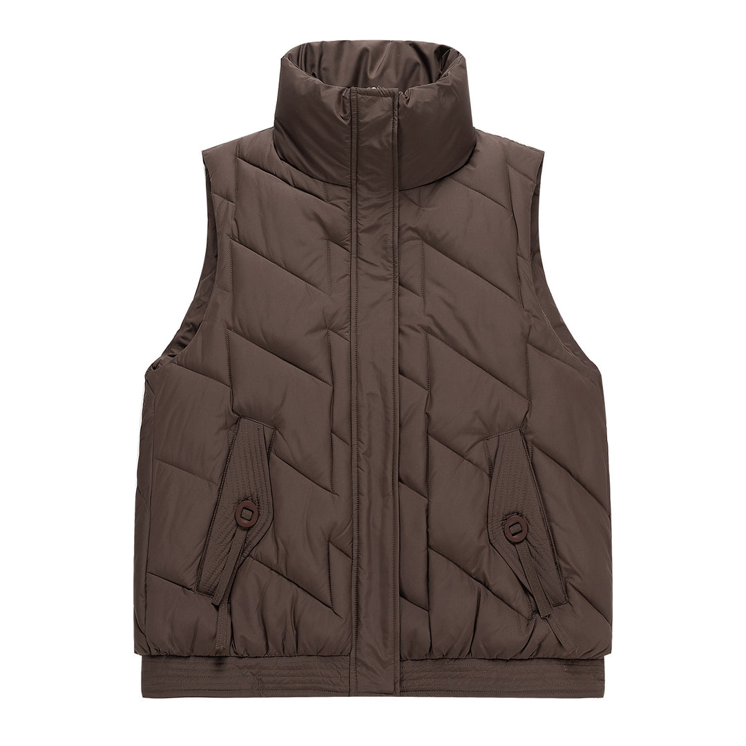 Damen Modische und funktionale Steppjacke mit hohem Kragen und Taschen Drune