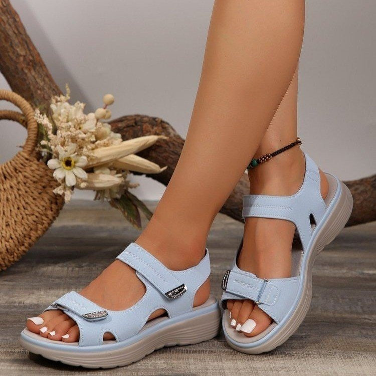 Damen Komfortsandalen mit verstellbaren Klettverschlüssen und dämpfendem Fußbett Drune