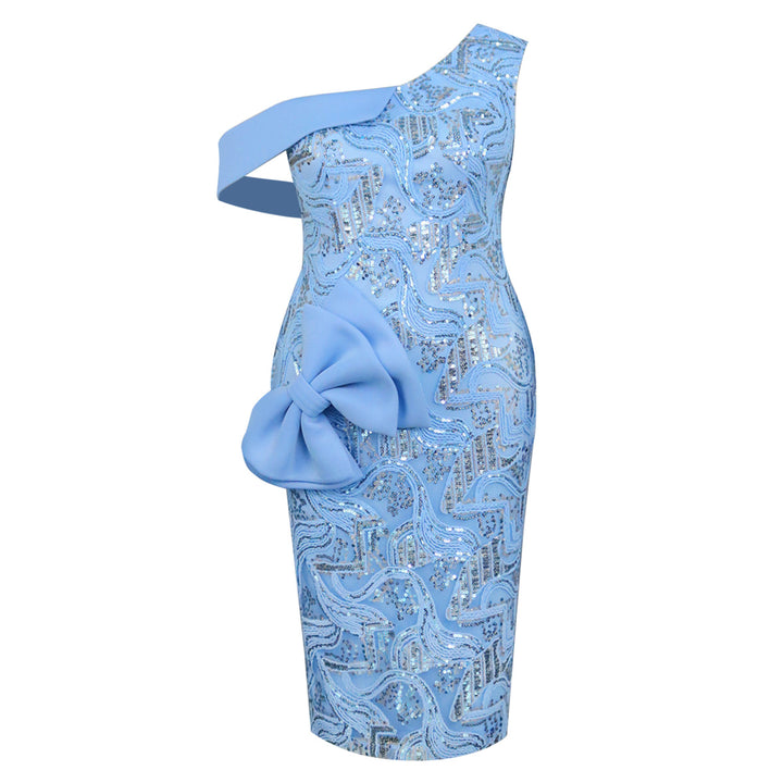 Damen Elegantes Cocktailkleid mit asymmetrischem Design und glitzernden Akzenten Drune