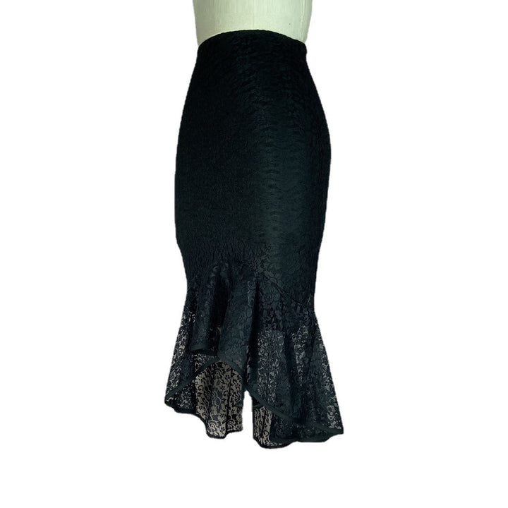 Damen eleganter Spitzenrock mit transparentem Volant Drune