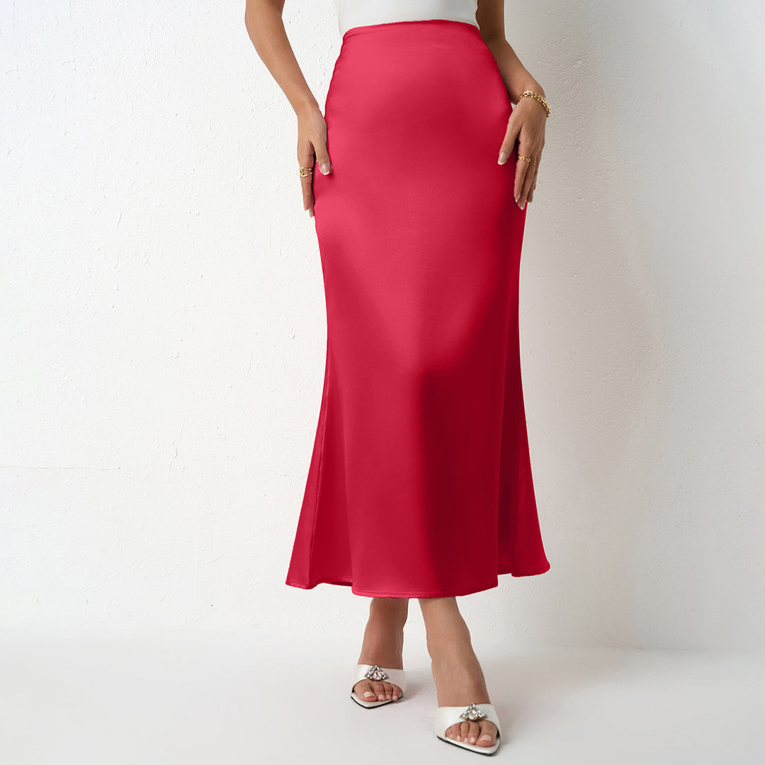 Damen Eleganter Maxirock mit fließendem Schnitt und hohem Bund Drune