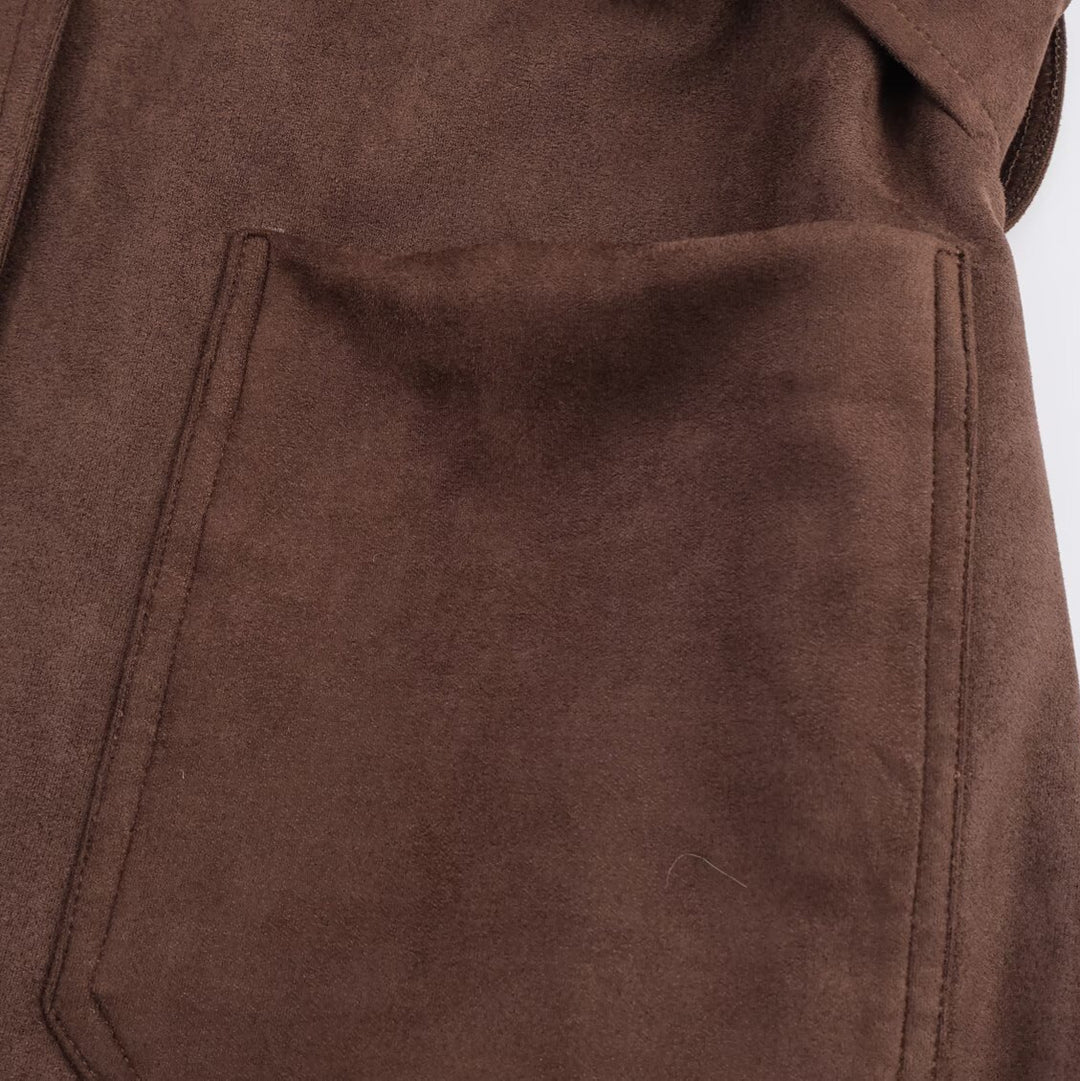 Damen Kunstlederblazerjacke mit tailliertem Schnitt und großem Gürtel Drune
