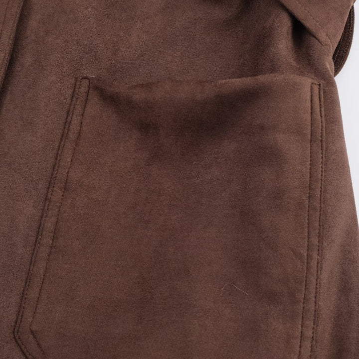 Damen Kunstlederblazerjacke mit tailliertem Schnitt und großem Gürtel Drune