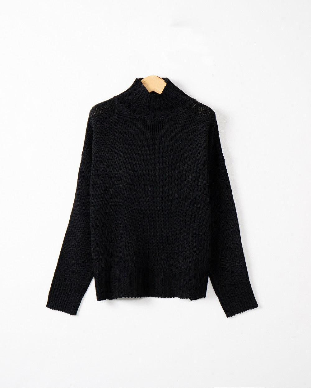 Damen hochgeschlossener Strickpullover mit strukturiertem Design Drune