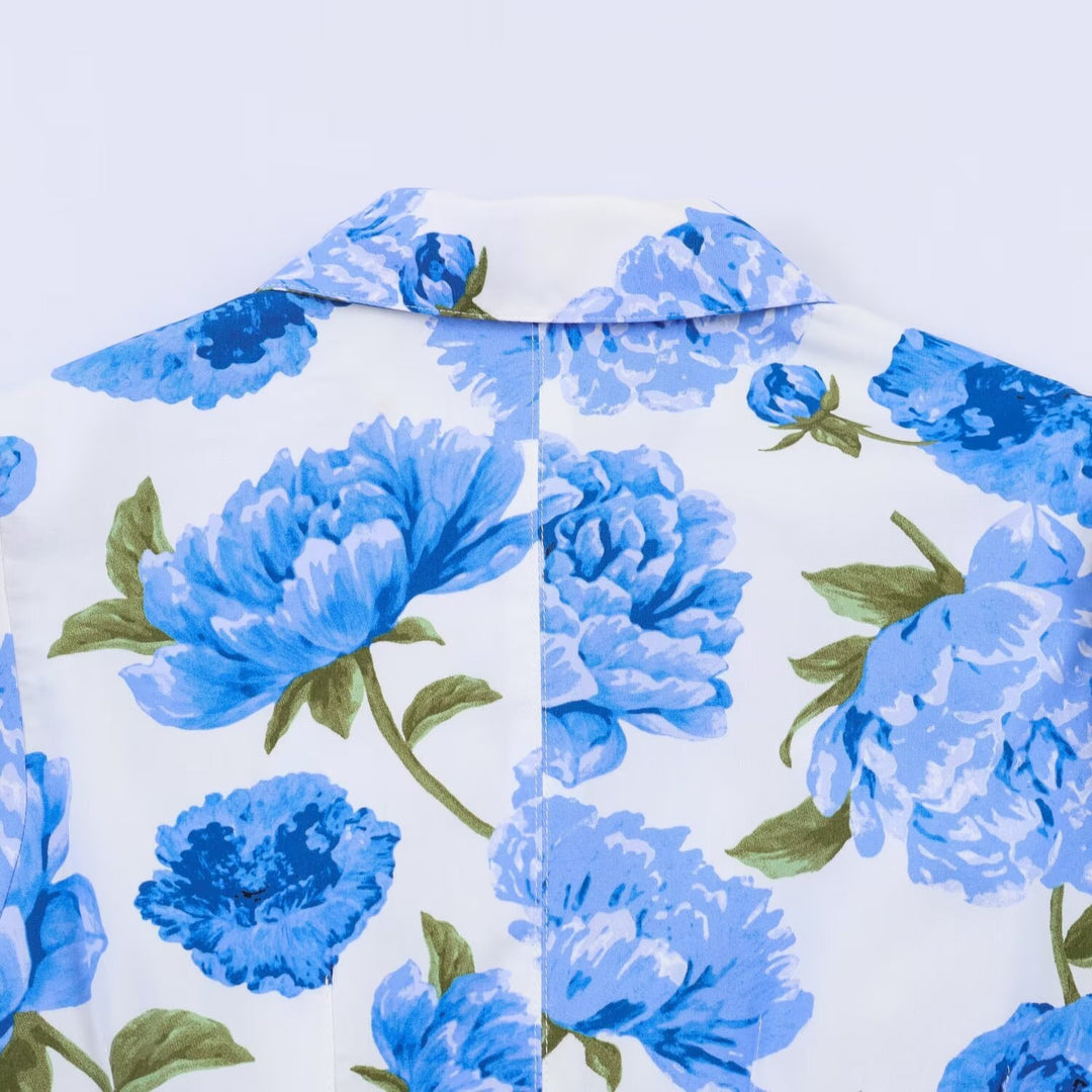 Damenbluse mit floralen Muster und eleganten Puffärmeln Drune
