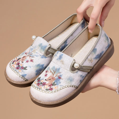 Damen nan bestickte Slipper mit Perlendetail, atmungsaktivem Textiloberteil und stoßdämpfender Komfortsohle Drune