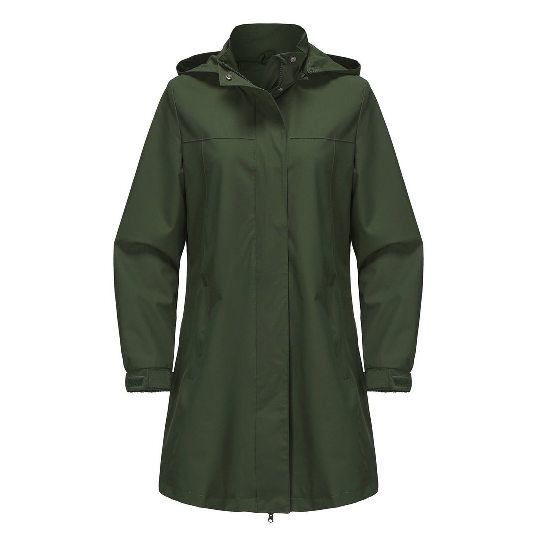 Damen funktionale Übergangsjacke mit verstellbarem Kapuzenkragen und praktischen Taschen Drune