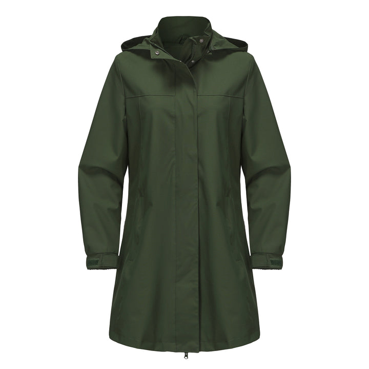 Damen funktionale Übergangsjacke mit verstellbarem Kapuzenkragen und praktischen Taschen Drune