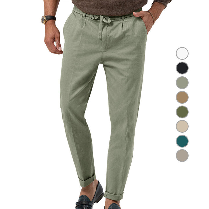 Herren nan tapered Komfort-Chino mit elastischem Kordelzug und gekrempeltem Saum Drune