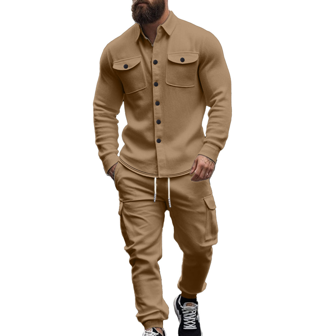 Herren nan athletisches Hemdjacke-Overshirt mit aufgesetzten Brustklappen und durchgehender Knopfleiste Drune
