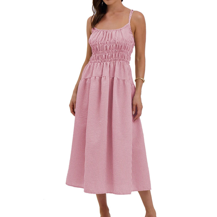 Damen luftiges Maxikleid mit Gummizug und Taschen Drune
