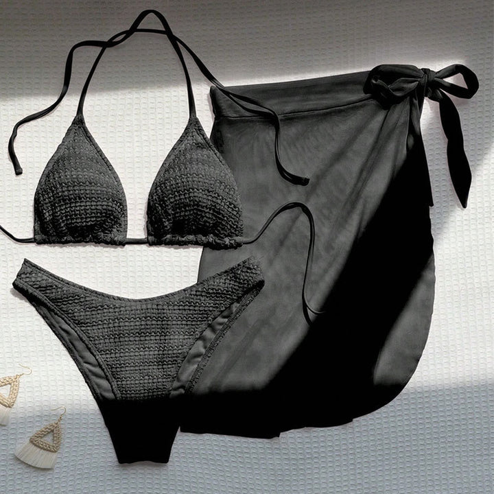 Damen Triangel-Bikini mit luftiger Wickelröcke Drune