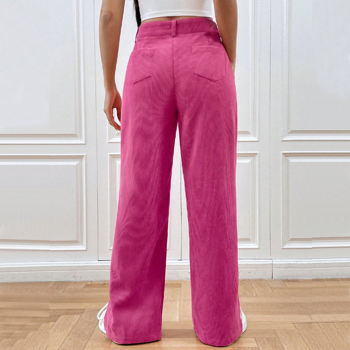 Damen Weit geschnittene Cordhose mit seitlichen Schlitzen Drune