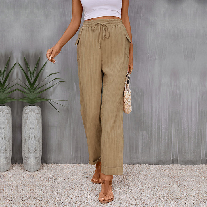 Damen luftige Sommerhose mit elastischem Bund und praktischen Seitentaschen Drune