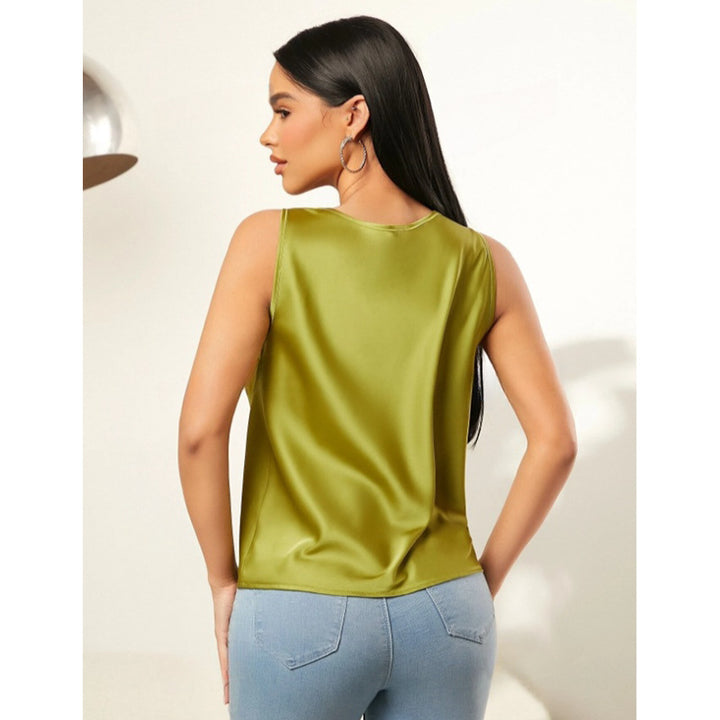 Damen Elegantes Satin-Oberteil mit kunstvollem Wasserfall-Ausschnitt Drune