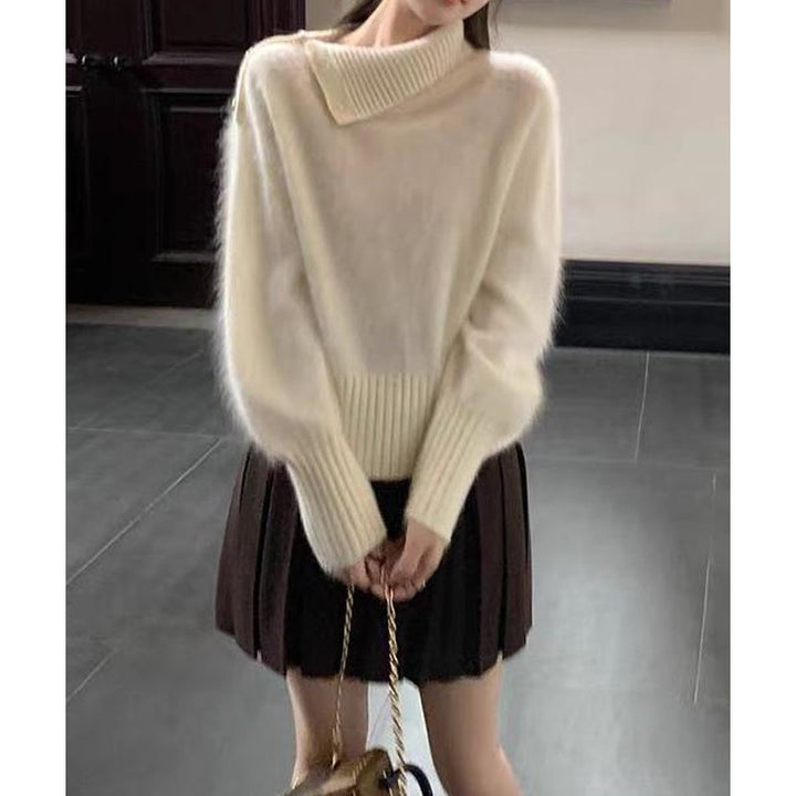 Damen modischer Pullover mit stylischem Rollkragen und feiner Rippstruktur Drune