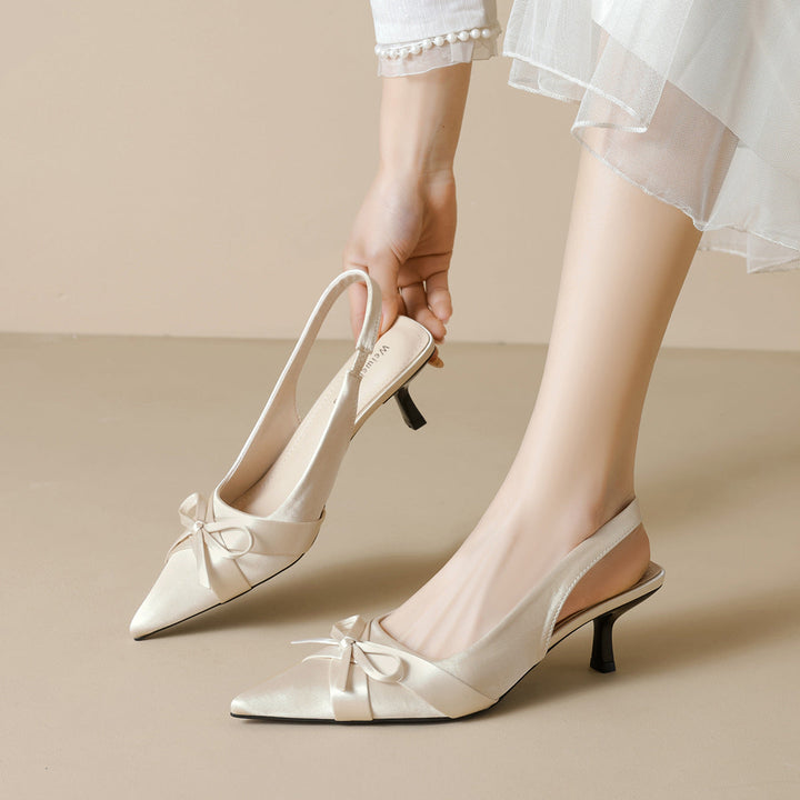 Damen Slingback-Pumps mit eleganter Schleife und modischem Spitzendesign Drune