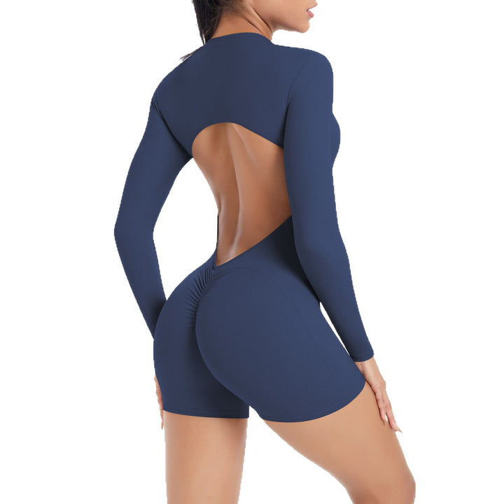 Damen Sportlicher Ganzkörperanzug mit tiefem Rückenausschnitt und figurbetonendem Design Drune