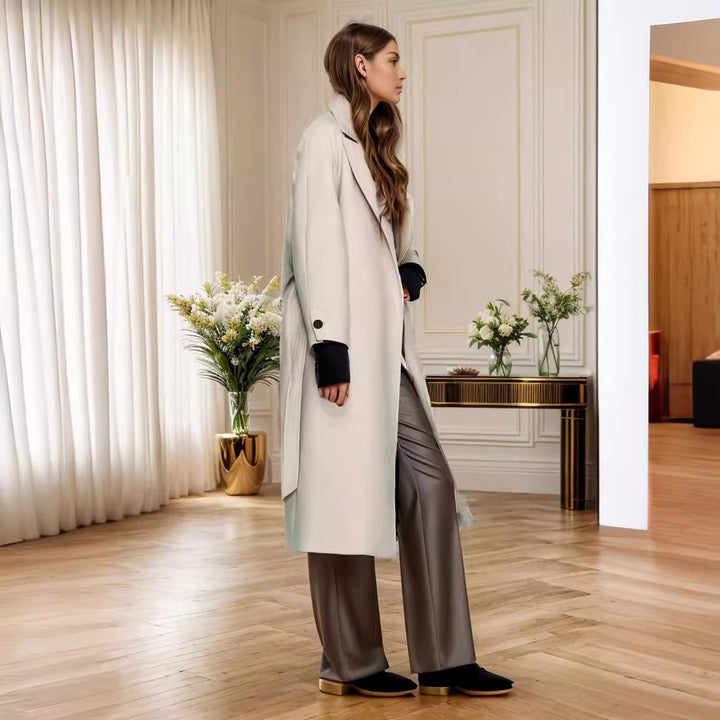 Damen eleganter, weit geschnittener Wollmantel Drune