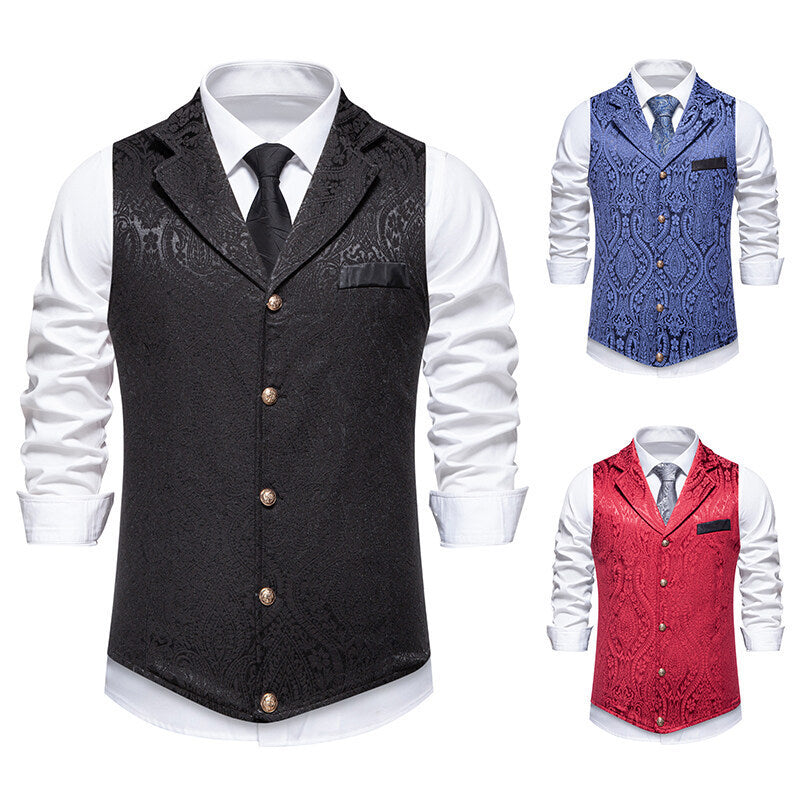 Herren elegante Weste mit aufwendigem Muster und hochwertigem Stoff Drune