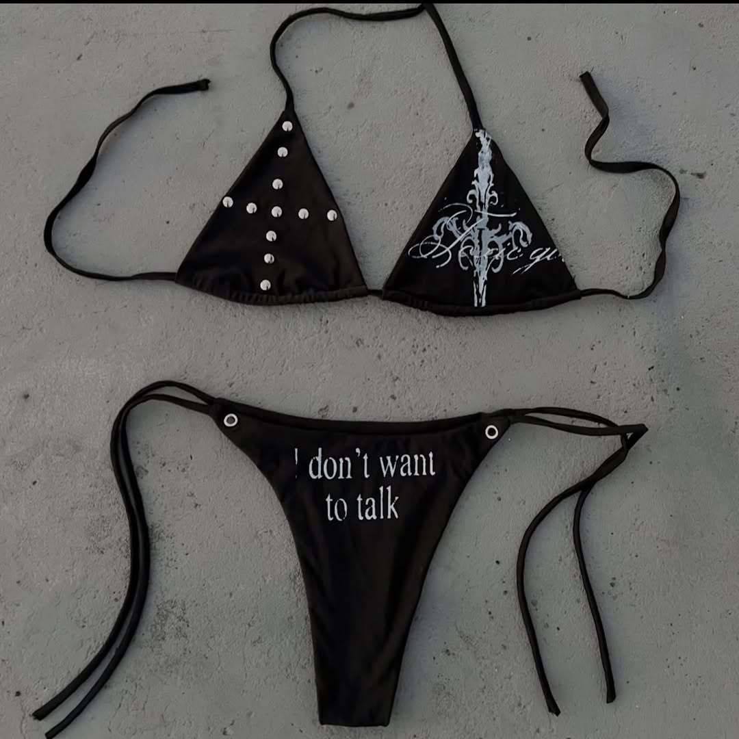 Damen Triangel-Bikini mit auffälligen Details Drune