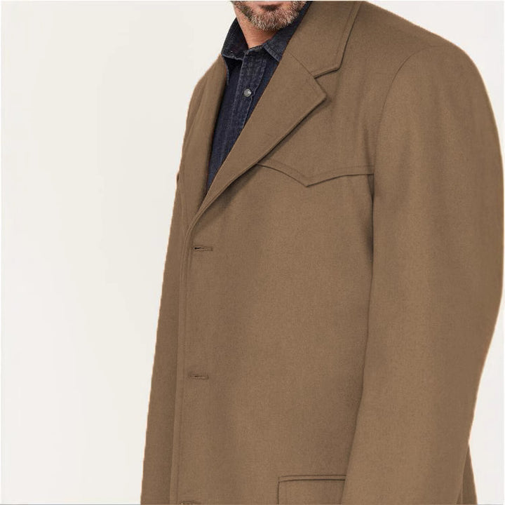 Herren eleganter Longcoat mit strukturiertem Kragen Drune