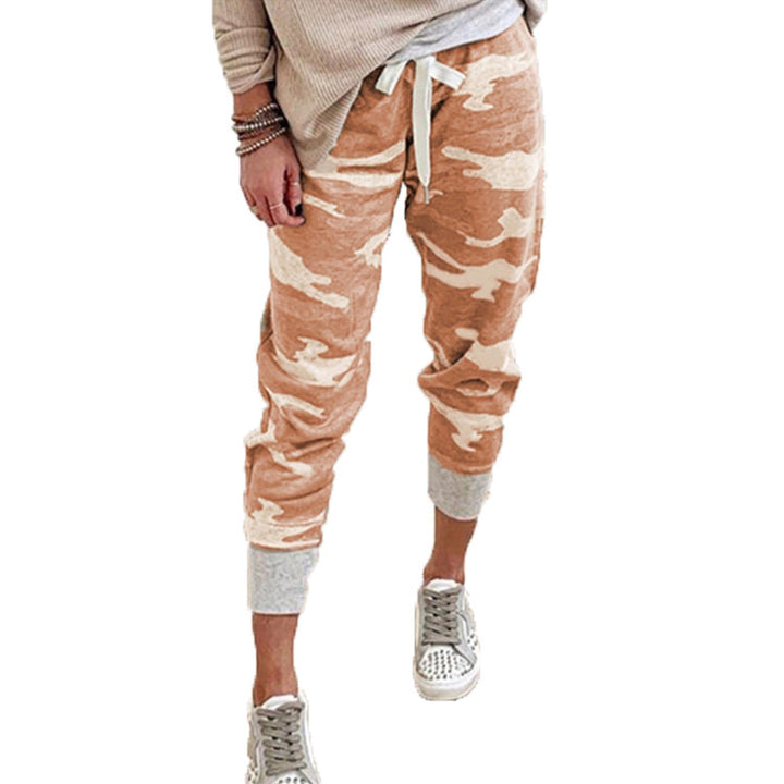 Damen bequeme Camouflage Jogginghose mit elastischem Bund und Bündchen Drune