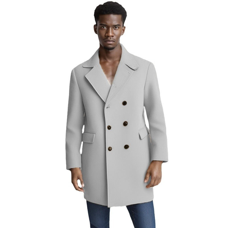 Herren eleganter Doppelreiher-Mantel mit modernem Schnitt und praktischen Taschen Drune