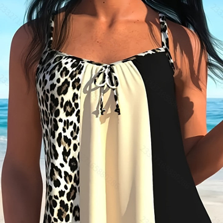 Damen Tankini-Set mit modischem Leopardenmuster und verstellbaren Trägern Drune