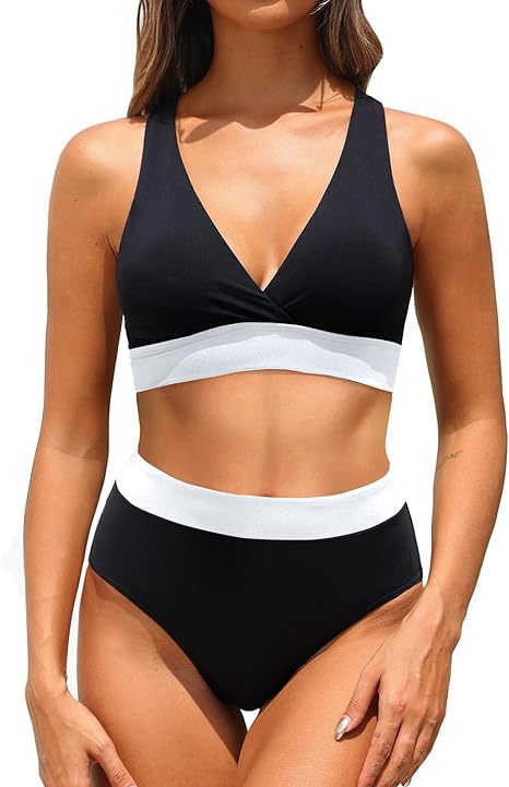 Damen Sportlicher hochtaillierter Bikini Drune