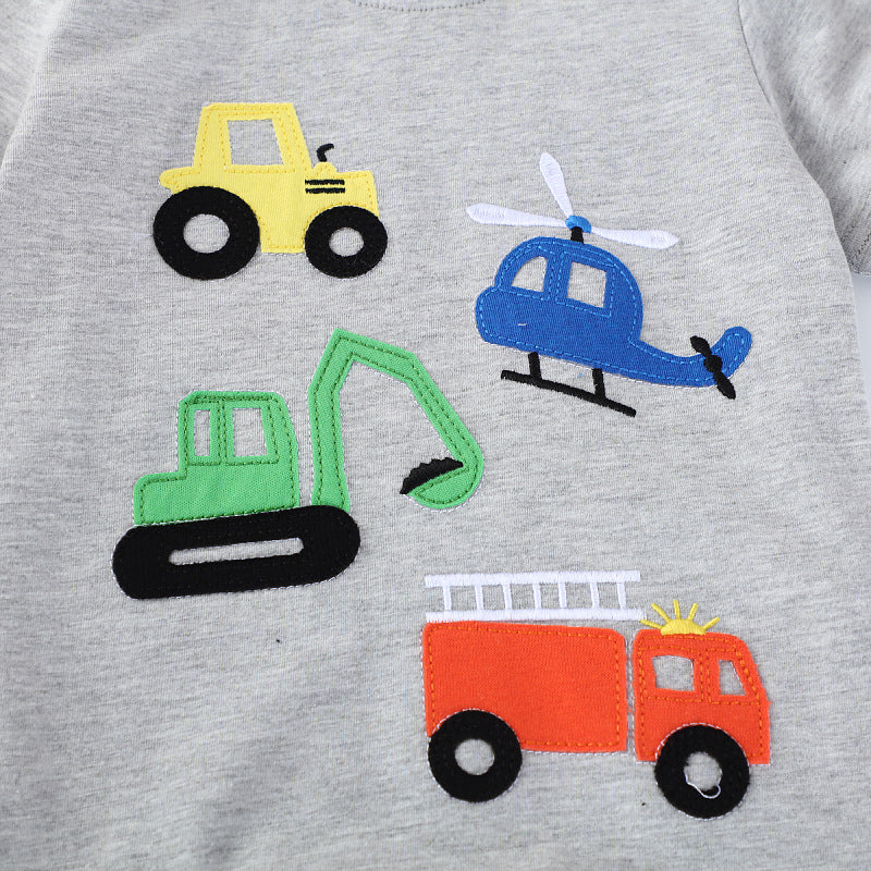 Jungen T-Shirt mit buntem Baumaschinen-Motiv Drune