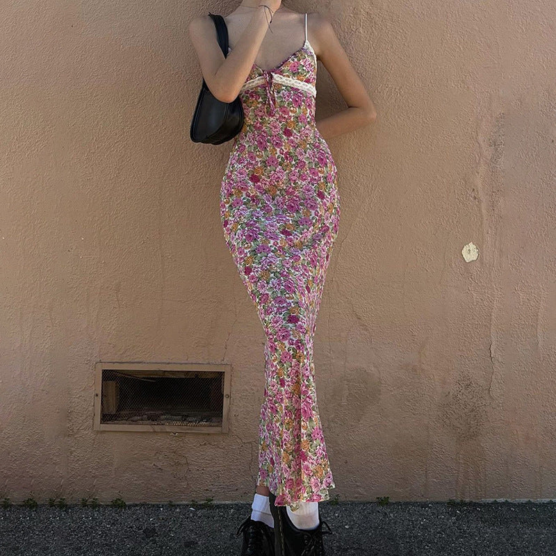 Damen Langarm-Hängerockkleid mit floralem Druck Drune