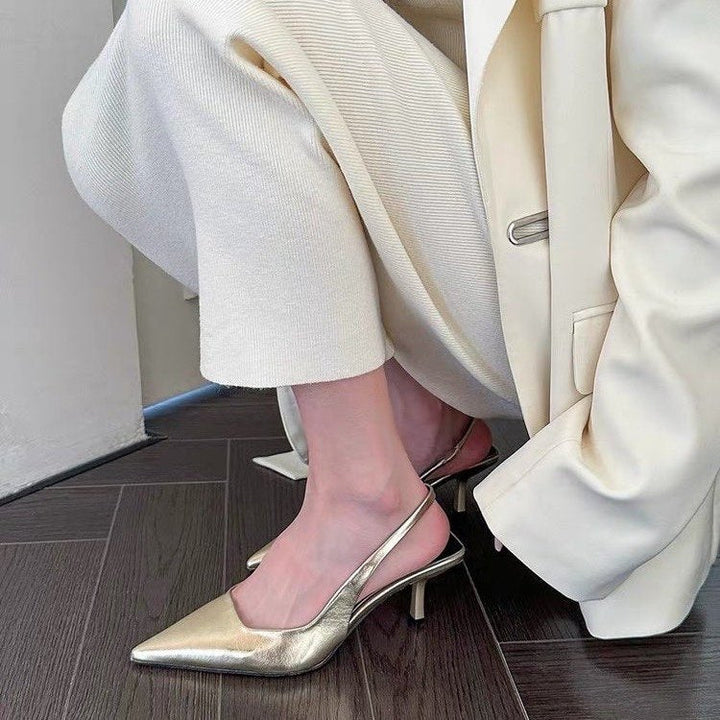 Damen Slingback Pumps aus hochwertigem Metallic-Leder Drune