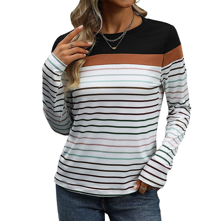 Damen lässiges Langarmshirt mit modischem Streifenmuster Drune