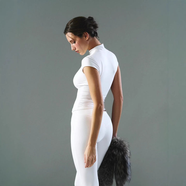 Damen figurbetontes Oberteil mit Choker-Ausschnitt Drune