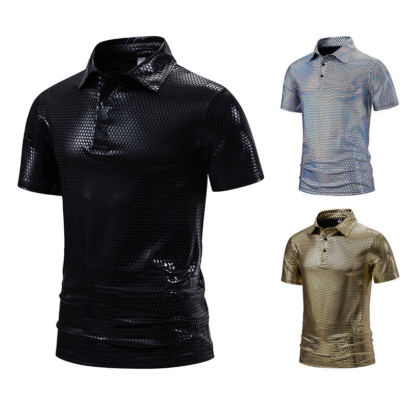 Herren Poloshirt mit glänzendem Honigwaben-Muster Drune