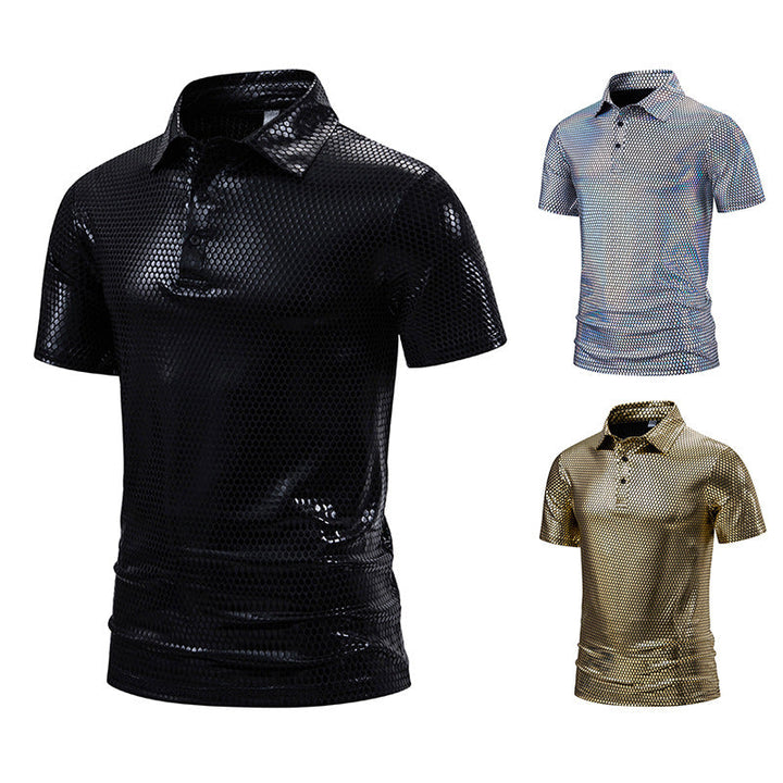 Herren Poloshirt mit glänzendem Honigwaben-Muster Drune