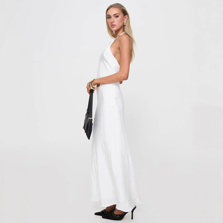 Damen Maxikleid mit elegantem Halsauschnitt und figurformendem Schnitt Drune