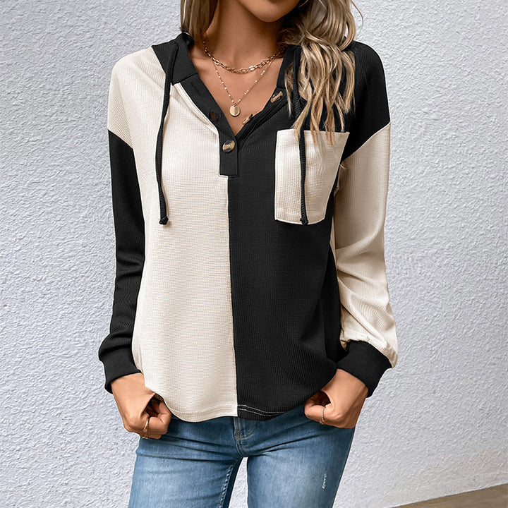 Damen lässiges Pulloverhemd mit stylishen Kontrastdetails Drune