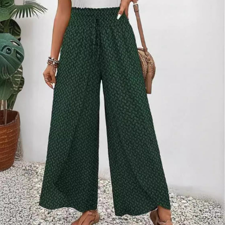 Damen nan weite Sommerhose mit gesmoktem Gummibund und Palazzo-Silhouette Drune