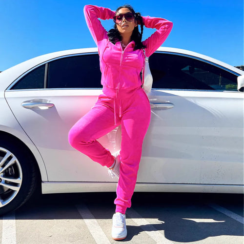 Damen Sportliches und elegantes Fleece-Jogginganzug Drune