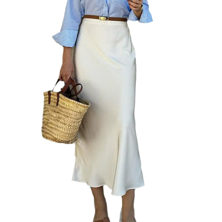 Damen Eleganter Satinrock mit schmalem Schnitt und Schlitz Drune