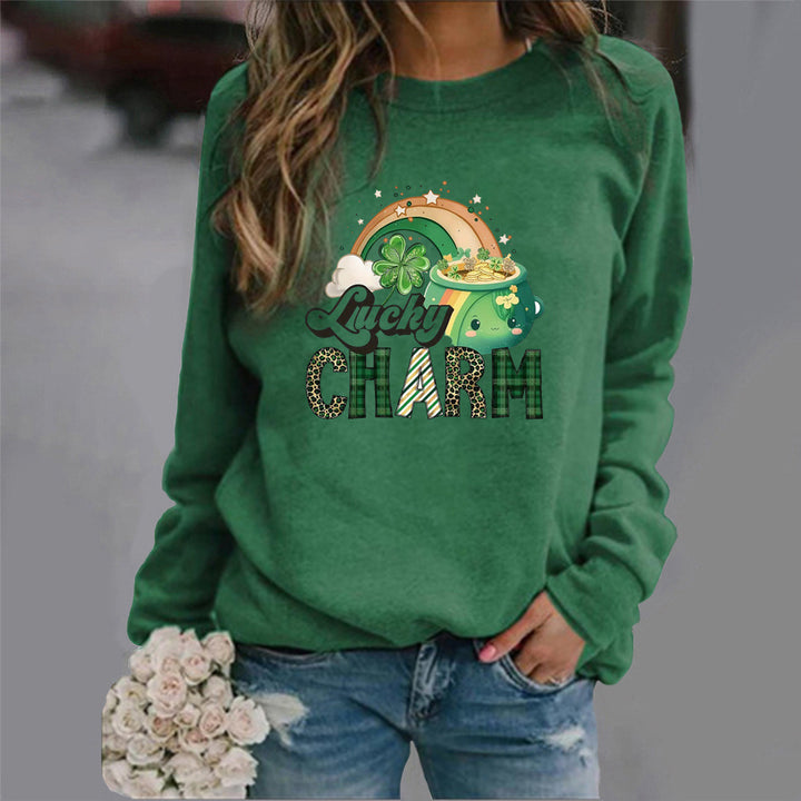 Damen Sweatshirt mit kreativem Glücks-Motiv Drune