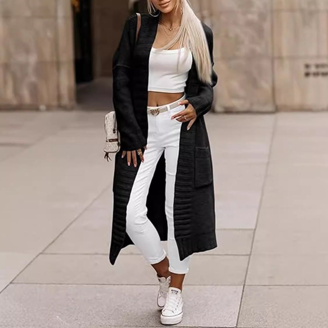 Damen Strickcardigan mit tiefen Taschen und lässigem Schnitt Drune